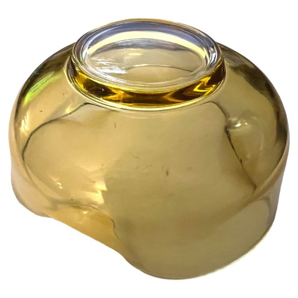 VTG Viking Rounded / Folded Edge Footed Trinket Dish Bowl MCM Amber Yellow Glass - Picture 5 of 7
